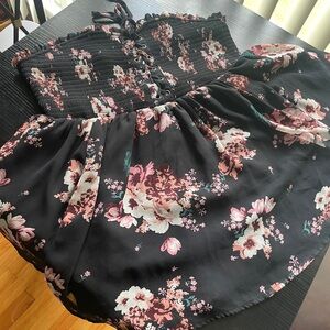 Black, pink either hints of green flair halter.